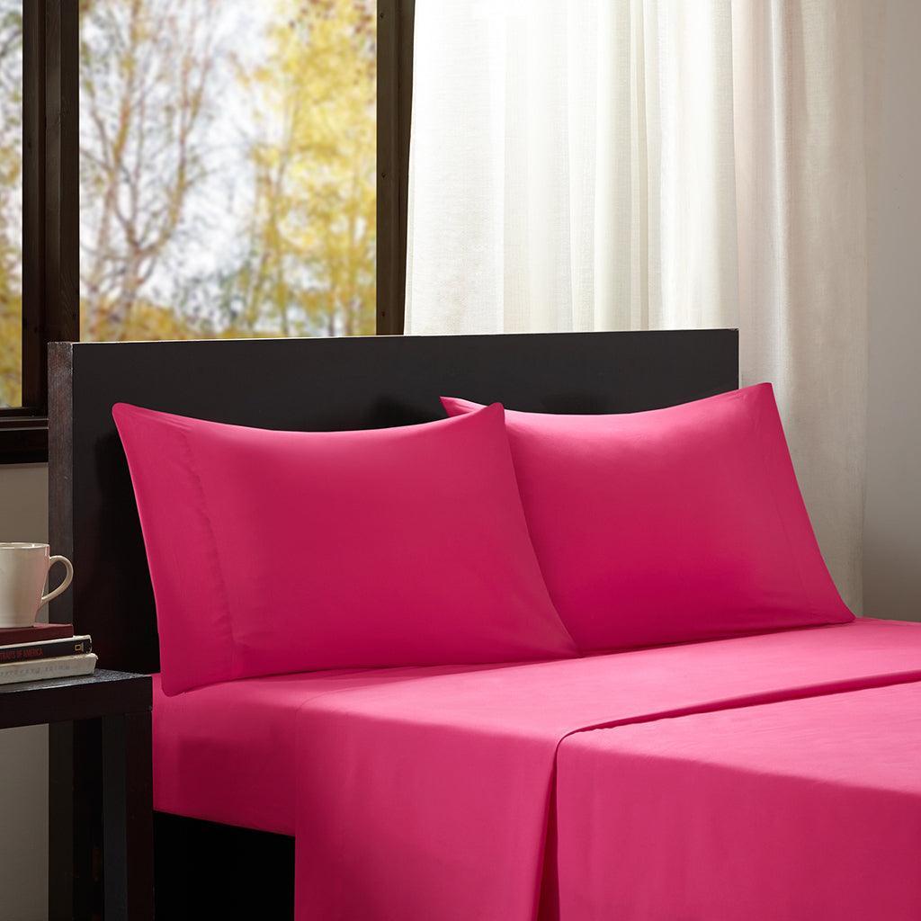 Olliix.com Sheets & Sheet Sets - Microfiber Queen Wrinkle Free Sheet Set Pink
