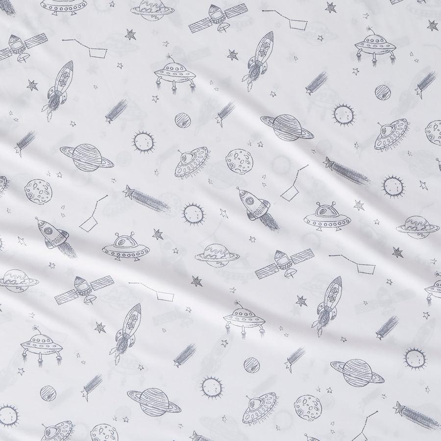 Olliix.com Sheets & Sheet Sets - Microfiber Sheet Set Space Rocket MZ20-0640