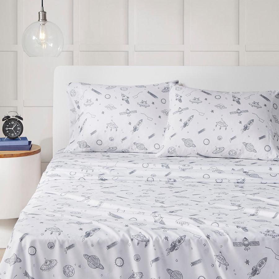Olliix.com Sheets & Sheet Sets - Microfiber Sheet Set Space Rocket MZ20-0641