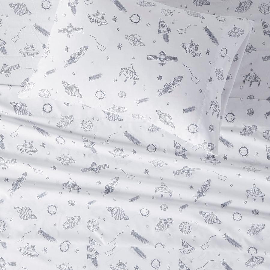 Olliix.com Sheets & Sheet Sets - Microfiber Sheet Set Space Rocket MZ20-0641