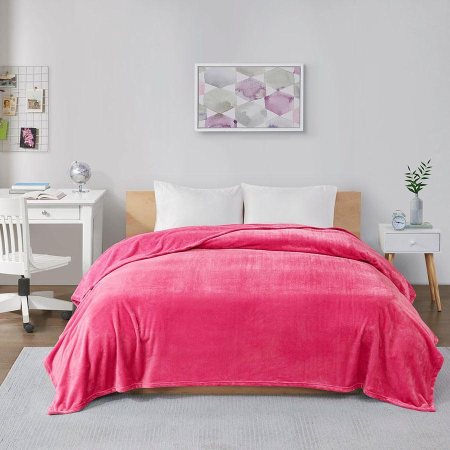 Olliix.com Comforters & Blankets - Microlight Casual Plush Oversized Blanket Full/Queen Pink