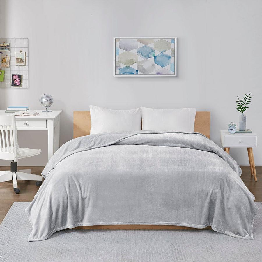 Olliix.com Comforters & Blankets - Microlight Casual Plush Oversized Blanket King Gray