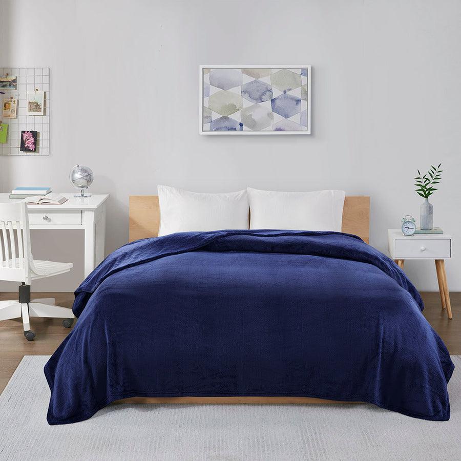 Olliix.com Comforters & Blankets - Microlight Casual Plush Oversized Blanket King Navy