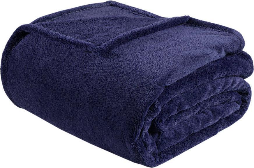 Olliix.com Comforters & Blankets - Microlight Casual Plush Oversized Blanket King Navy