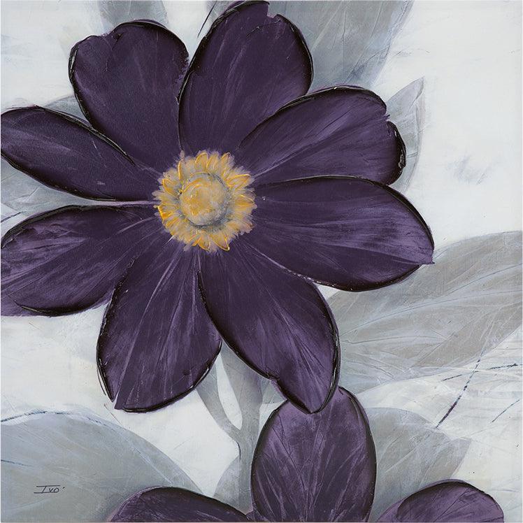 Olliix.com Wall Paintings - Midday Bloom Floral Hand Embellished Canvas Plum