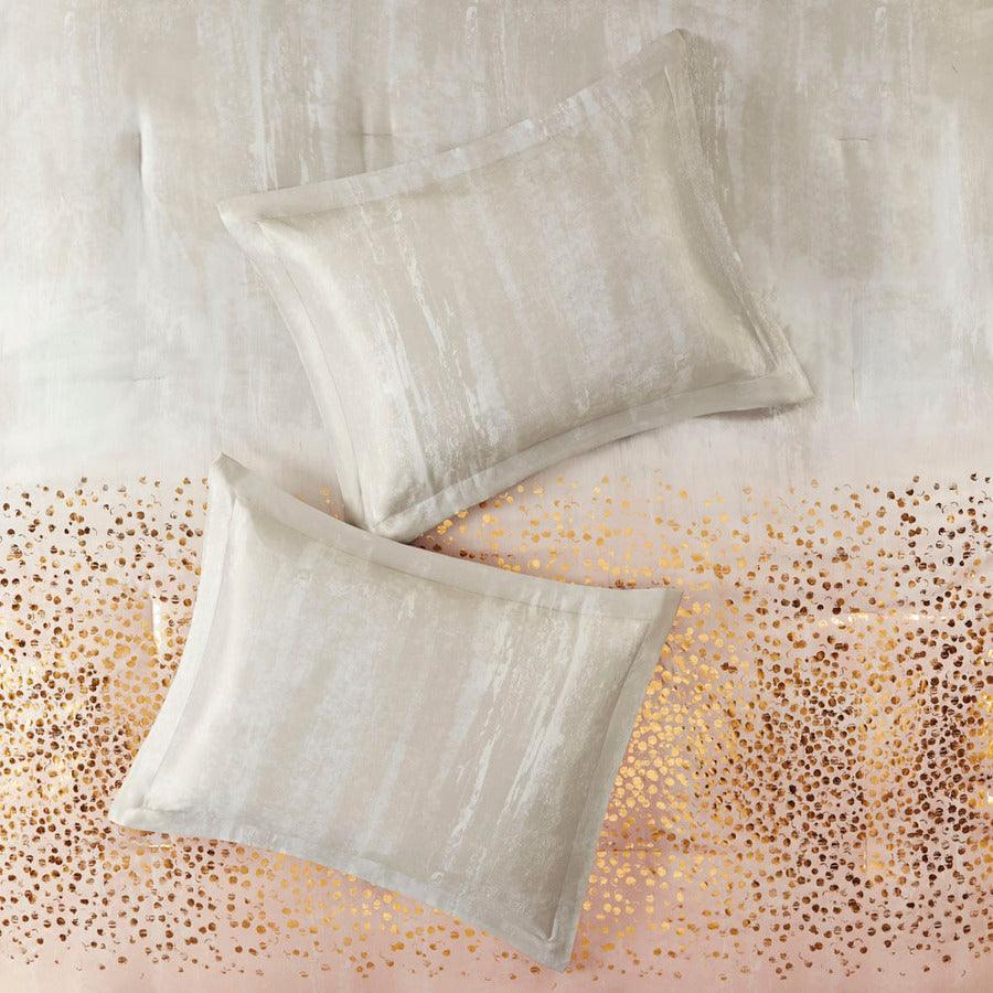 Olliix.com Comforters & Blankets - Midnight Casual Garden 7 Piece Metallic Print Comforter Set Blush Cal King