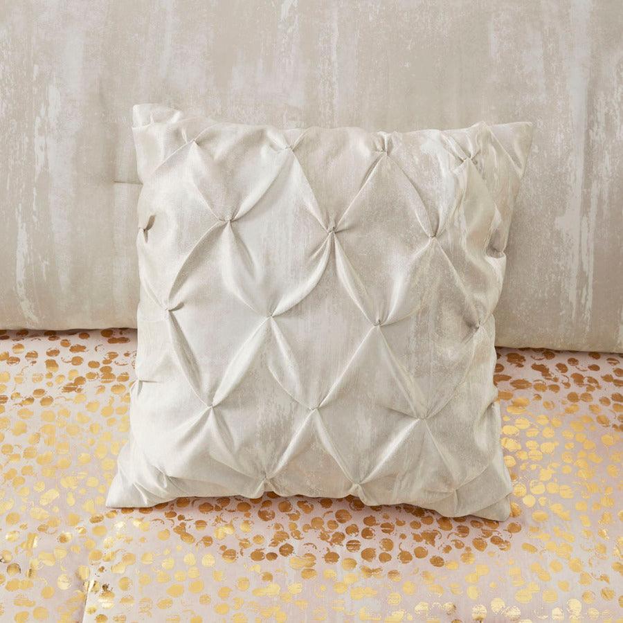 Olliix.com Comforters & Blankets - Midnight King Garden 7 Piece Metallic Glam & Luxury Print Comforter Set Blush