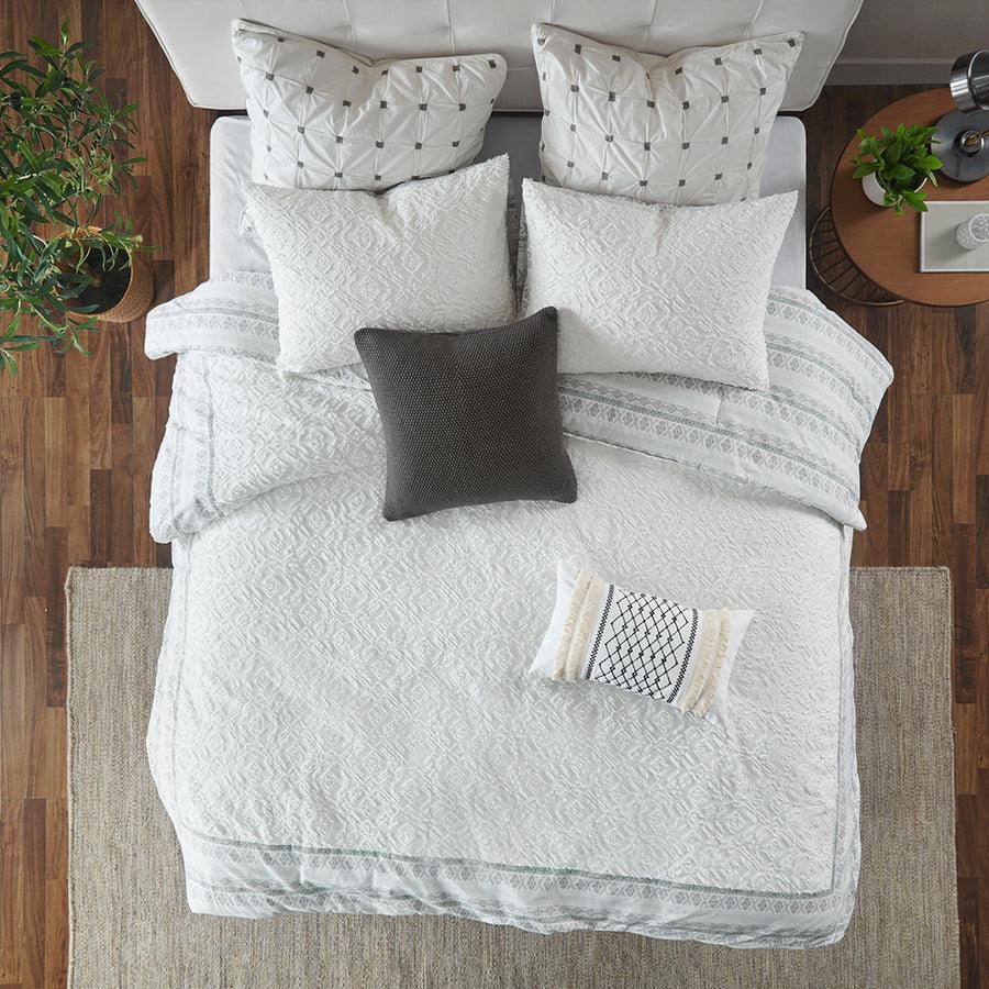 Olliix.com Comforters & Blankets - Mill Full/Queen Valley Reversible Cotton Comforter Set Gray