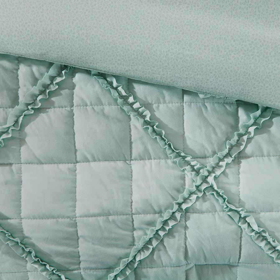 Olliix.com Comforters & Blankets - Mindy Queen 9 Piece Cotton Percale Comforter Set Seafoam
