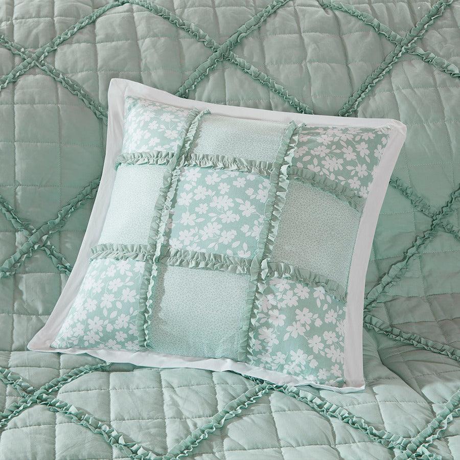 Olliix.com Comforters & Blankets - Mindy Queen 9 Piece Cotton Percale Comforter Set Seafoam
