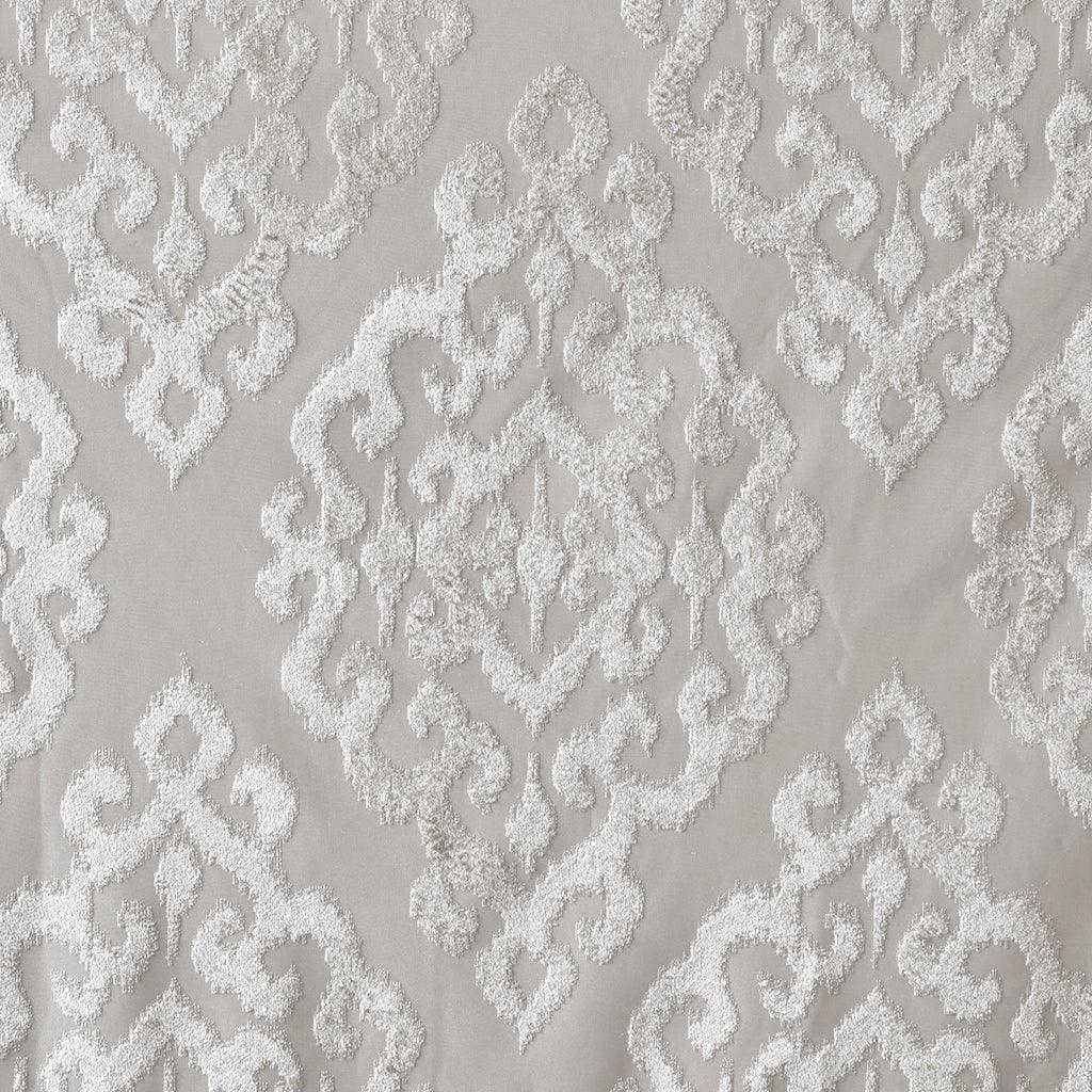 Olliix.com Curtains - Mirage 84 H Knitted Jacquard Damask Total Blackout Grommet Top Curtain Panel Gray