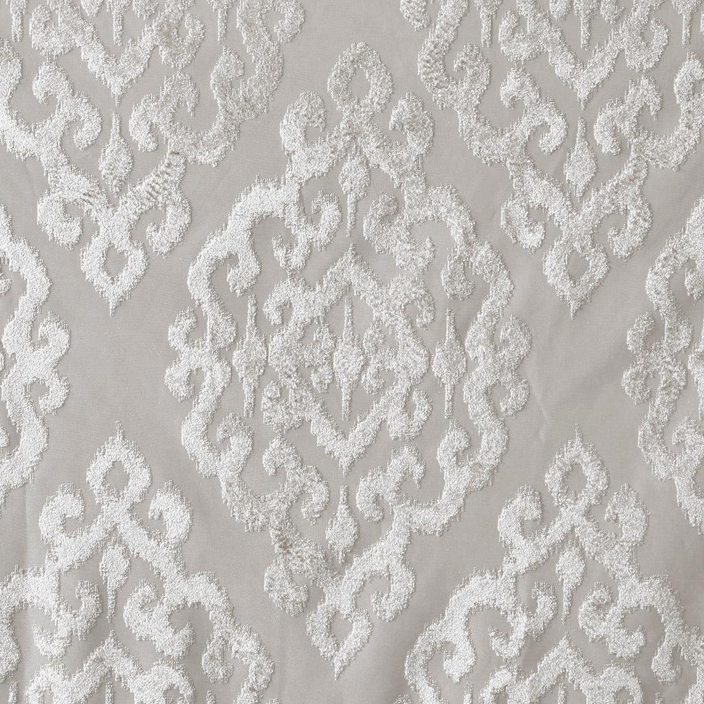 Olliix.com Curtains - Mirage 95 H Knitted Jacquard Damask Total Blackout Grommet Top Curtain Panel Gray