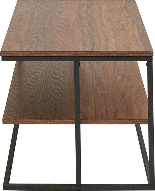 Olliix.com Coffee Tables - Monarch 42" 2 Tier Rectangle Metal Frame Coffee Table Dark Coffee & Black