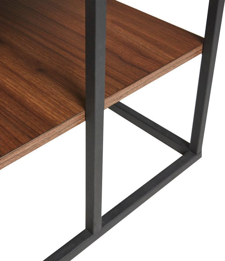 Olliix.com Coffee Tables - Monarch 42" 2 Tier Rectangle Metal Frame Coffee Table Dark Coffee & Black