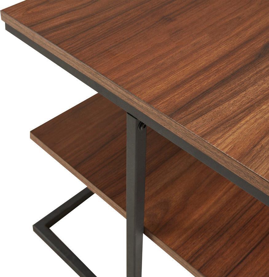 Olliix.com Coffee Tables - Monarch 42" 2 Tier Rectangle Metal Frame Coffee Table Dark Coffee & Black