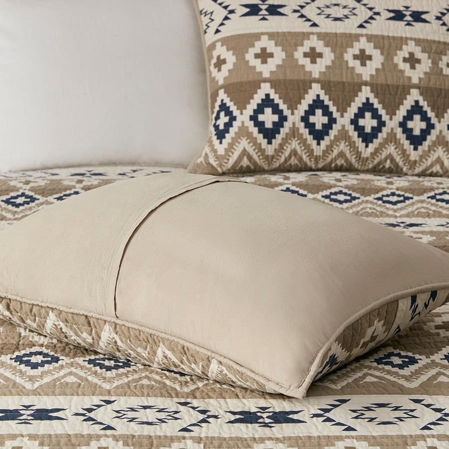 Olliix.com Comforters & Blankets - Montana Lodge/Cabin Printed Cotton Oversized Quilt Mini Set King/Cal King Tan