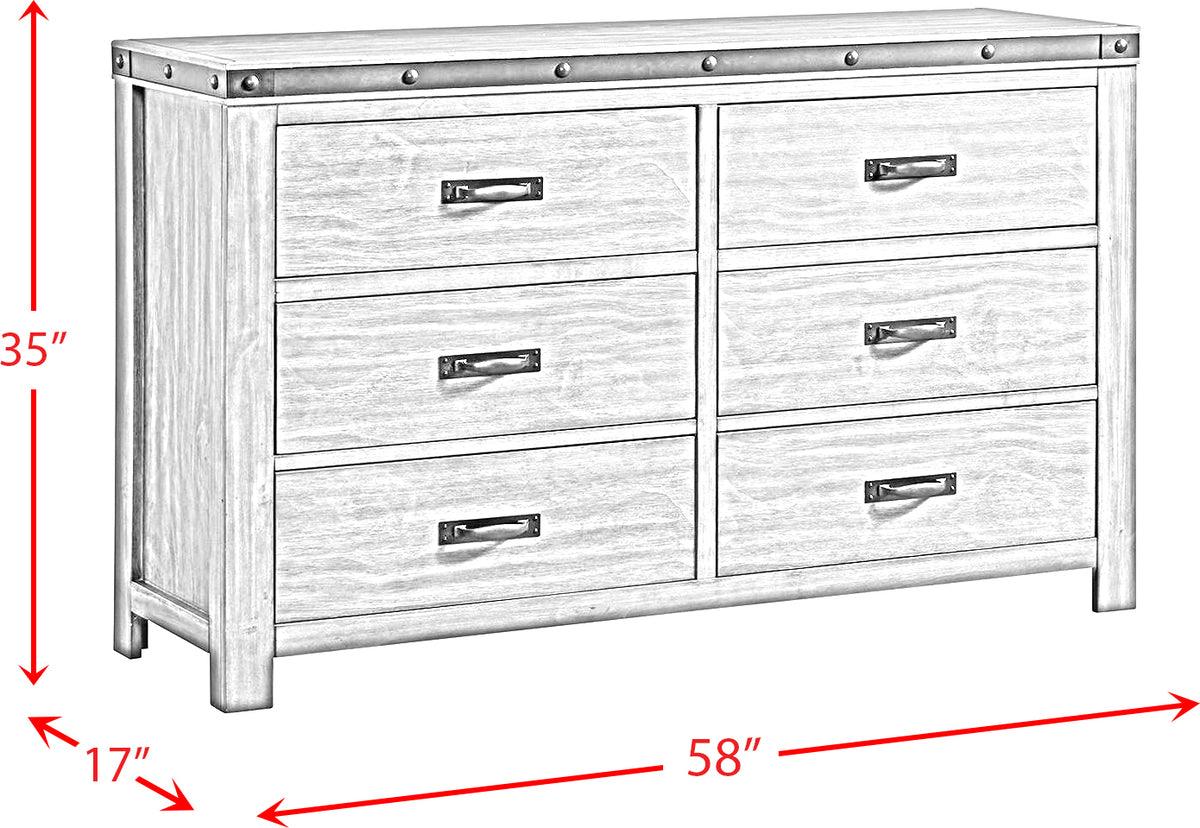 Elements Dressers - Montauk 6-Drawer Youth Dresser in Gray
