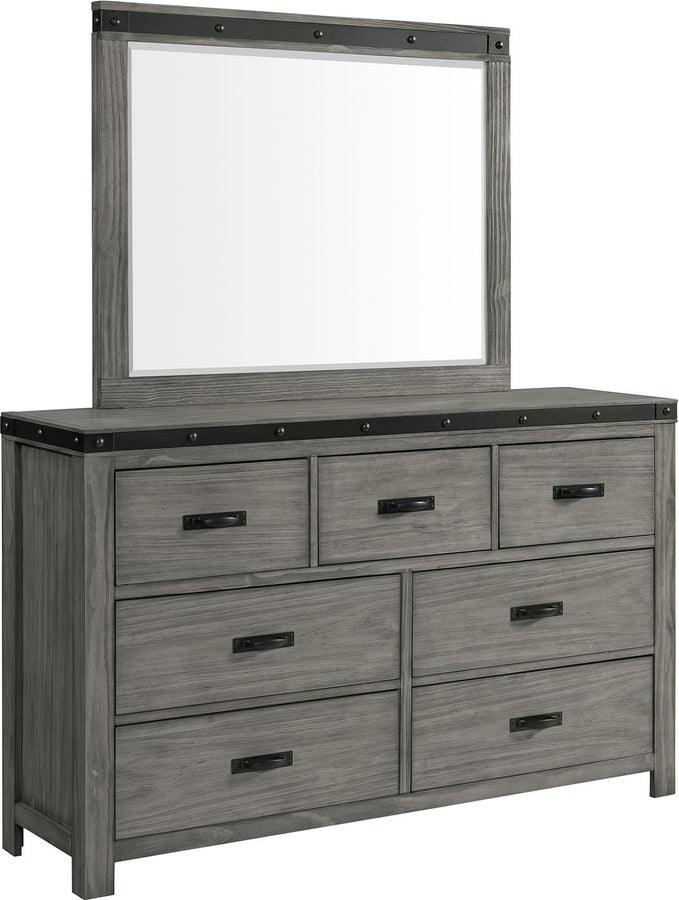 Elements Bedroom Sets - Montauk 7-Drawer Dresser & Mirror Set Gray
