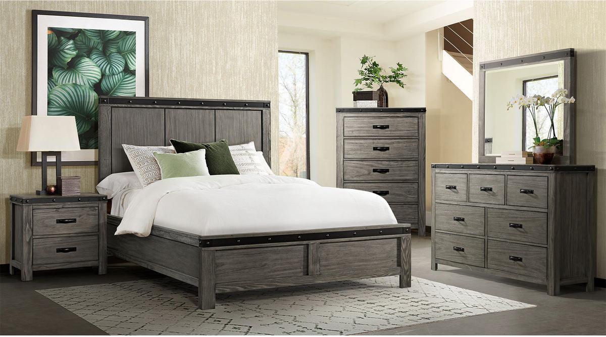 Elements Bedroom Sets - Montauk King Panel 3PC Bedroom Set Gray