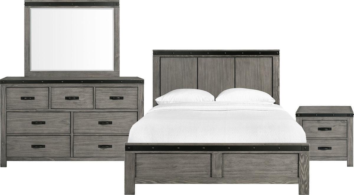 Elements Bedroom Sets - Montauk Queen Panel 4PC Bedroom Set Gray