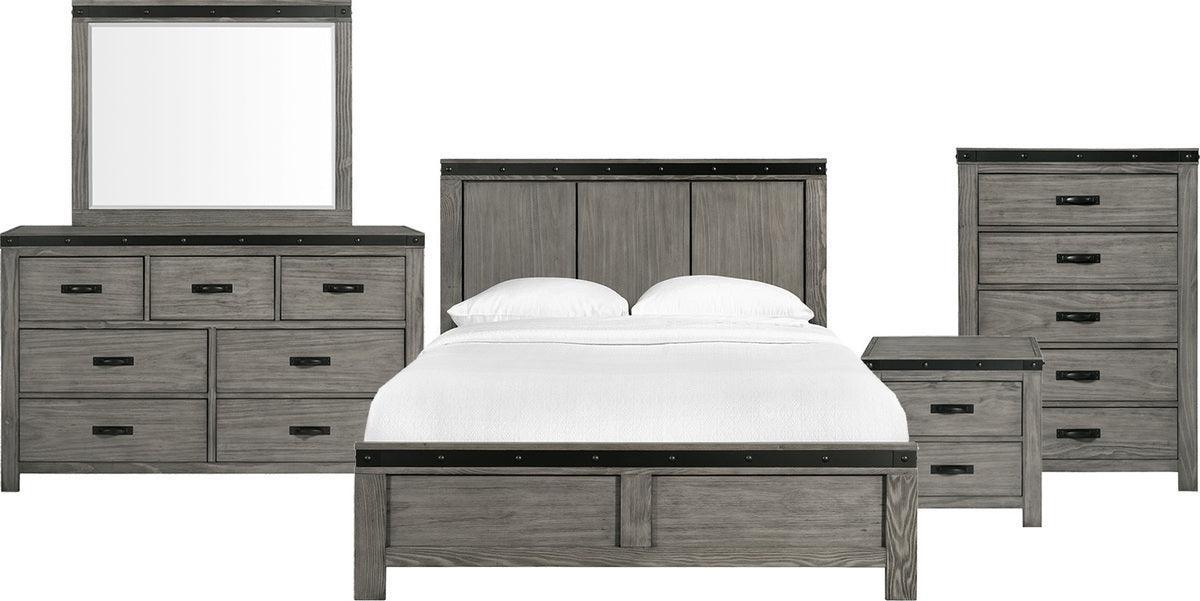 Elements Bedroom Sets - Montauk Queen Panel 5PC Bedroom Set Gray