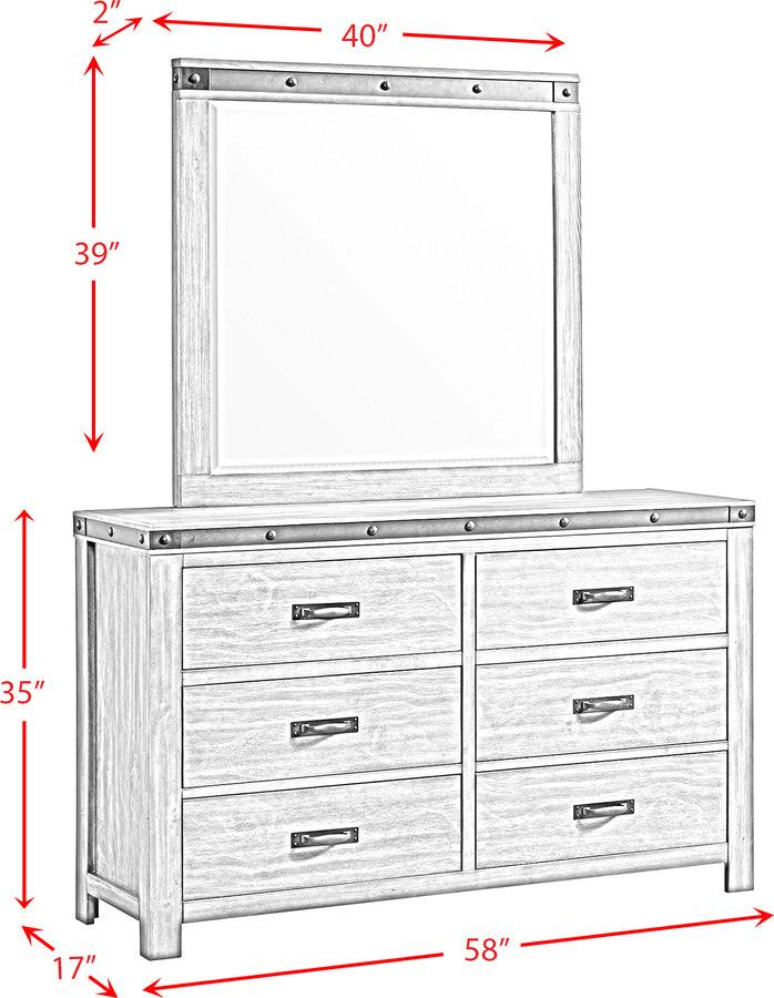 Elements Bedroom Sets - Montauk Youth 6-Drawer Dresser & Mirror Set in Grey