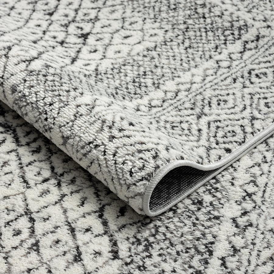 Olliix.com Indoor Rugs - Moroccan Bordered Global Woven Area Rug Grey|Cream MP35-8070