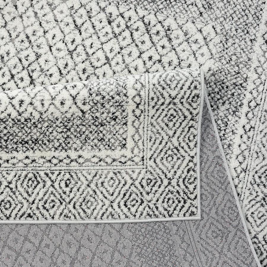 Olliix.com Indoor Rugs - Moroccan Bordered Global Woven Area Rug Grey|Cream MP35-8070