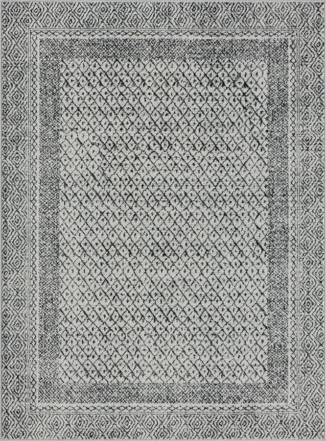 Olliix.com Indoor Rugs - Moroccan Bordered Global Woven Area Rug Grey|Cream MP35-8071