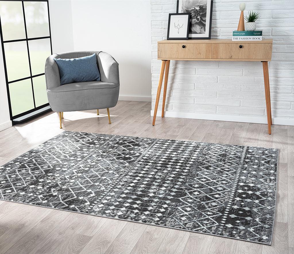Olliix.com Indoor Rugs - Moroccan Global Woven Area Rug Charcoal MP35-8018