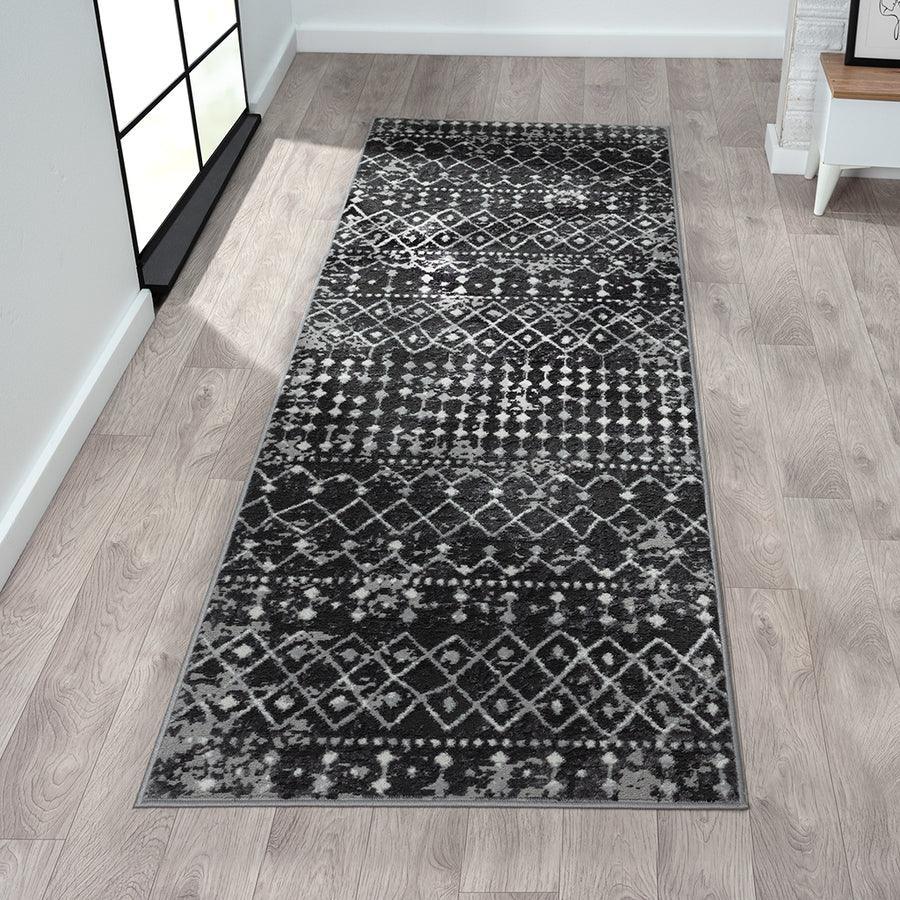 Olliix.com Indoor Rugs - Moroccan Global Woven Area Rug Charcoal MP35-8019