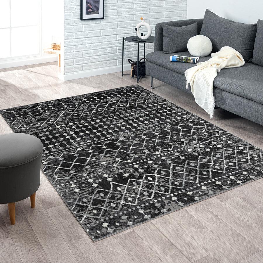 Olliix.com Indoor Rugs - Moroccan Global Woven Area Rug Charcoal MP35-8020