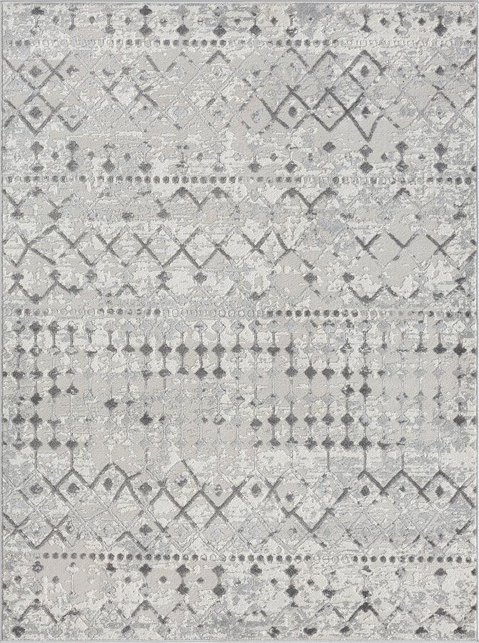 Olliix.com Indoor Rugs - Moroccan Global Woven Area Rug Light Grey|Cream MP35-8023