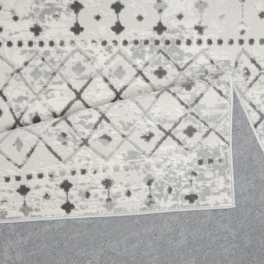 Olliix.com Indoor Rugs - Moroccan Global Woven Area Rug Light Grey|Cream MP35-8023