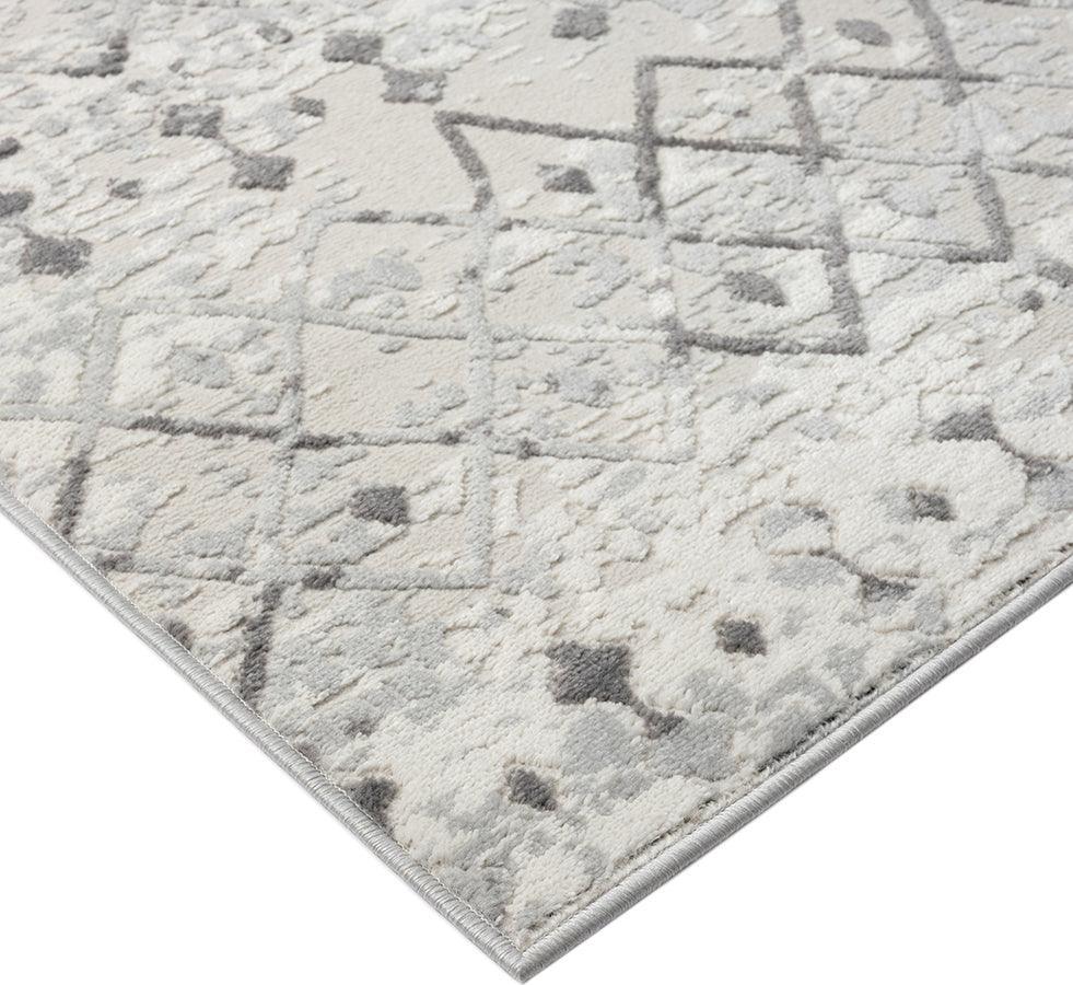 Olliix.com Indoor Rugs - Moroccan Global Woven Area Rug Light Grey|Cream MP35-8023
