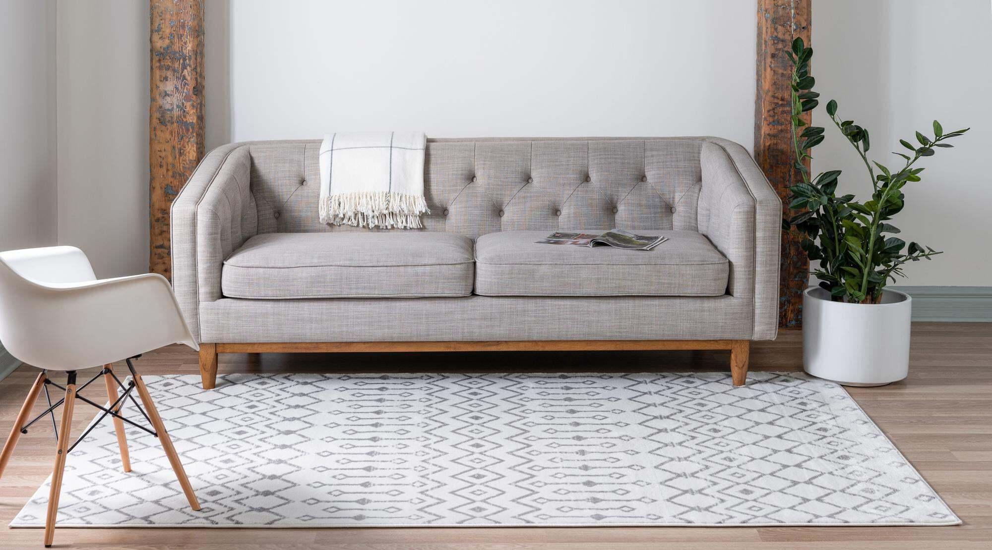 Unique Loom Indoor Rugs - Moroccan Trellis Geometric 2x3 Rug Ivory & Gray