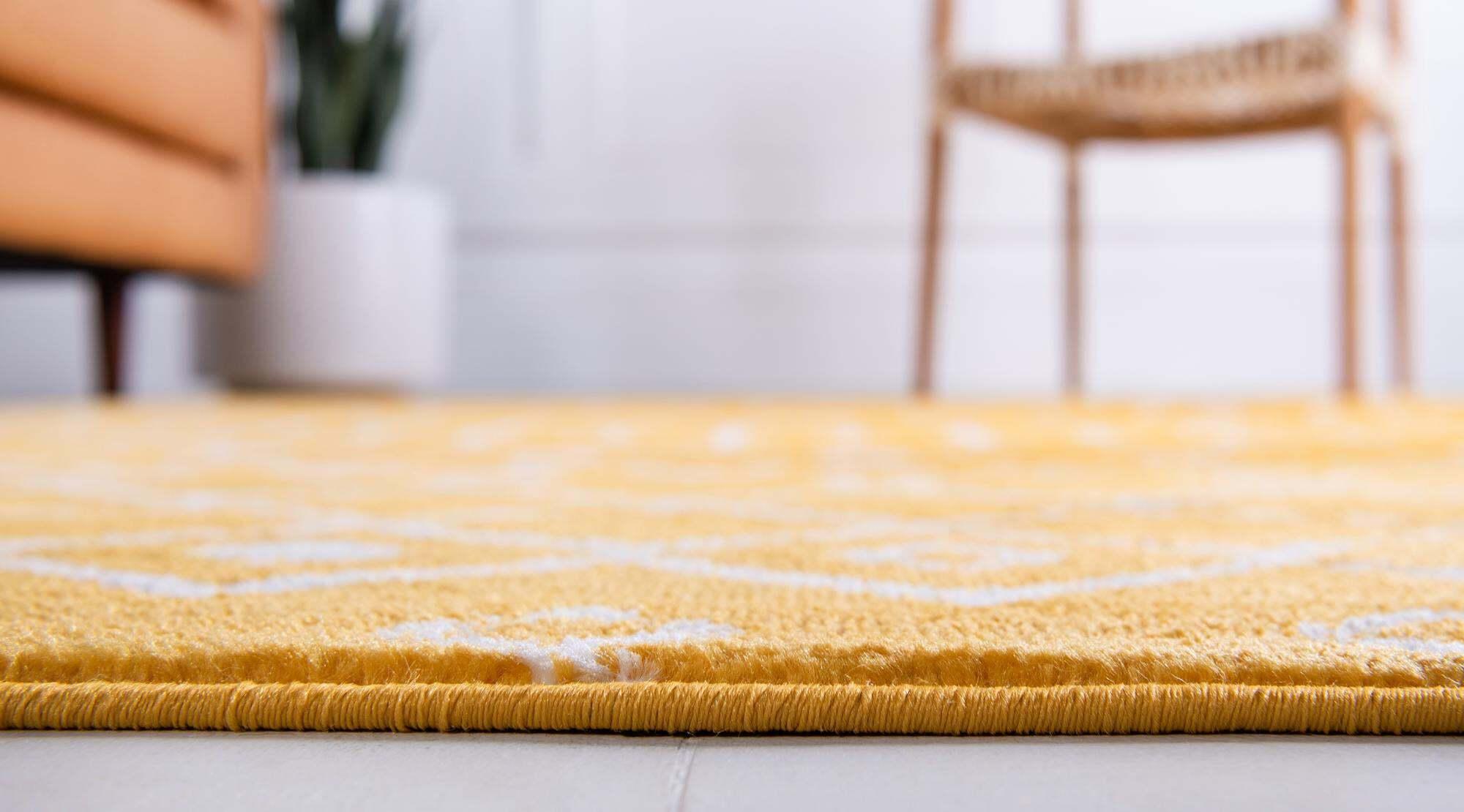Unique Loom Indoor Rugs - Moroccan Trellis Geometric Rectangular 8x10 Rug Yellow & Ivory