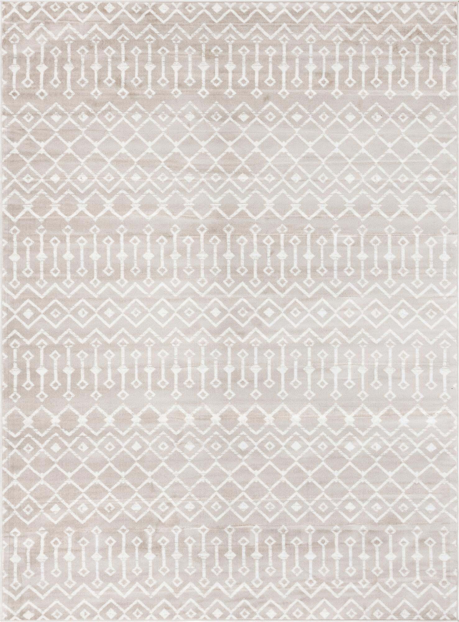 Unique Loom Indoor Rugs - Moroccan Trellis Geometric Rectangular 8x11 Rug Beige & Ivory