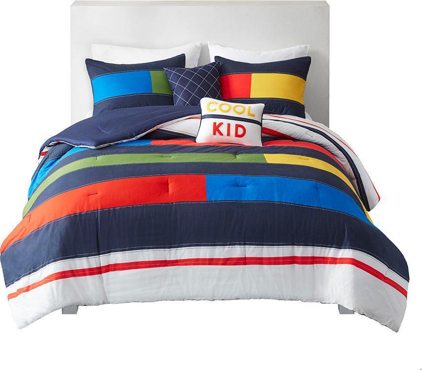 Olliix.com Comforters & Blankets - Morris Casual Stripe Printed Comforter Set Multi Twin