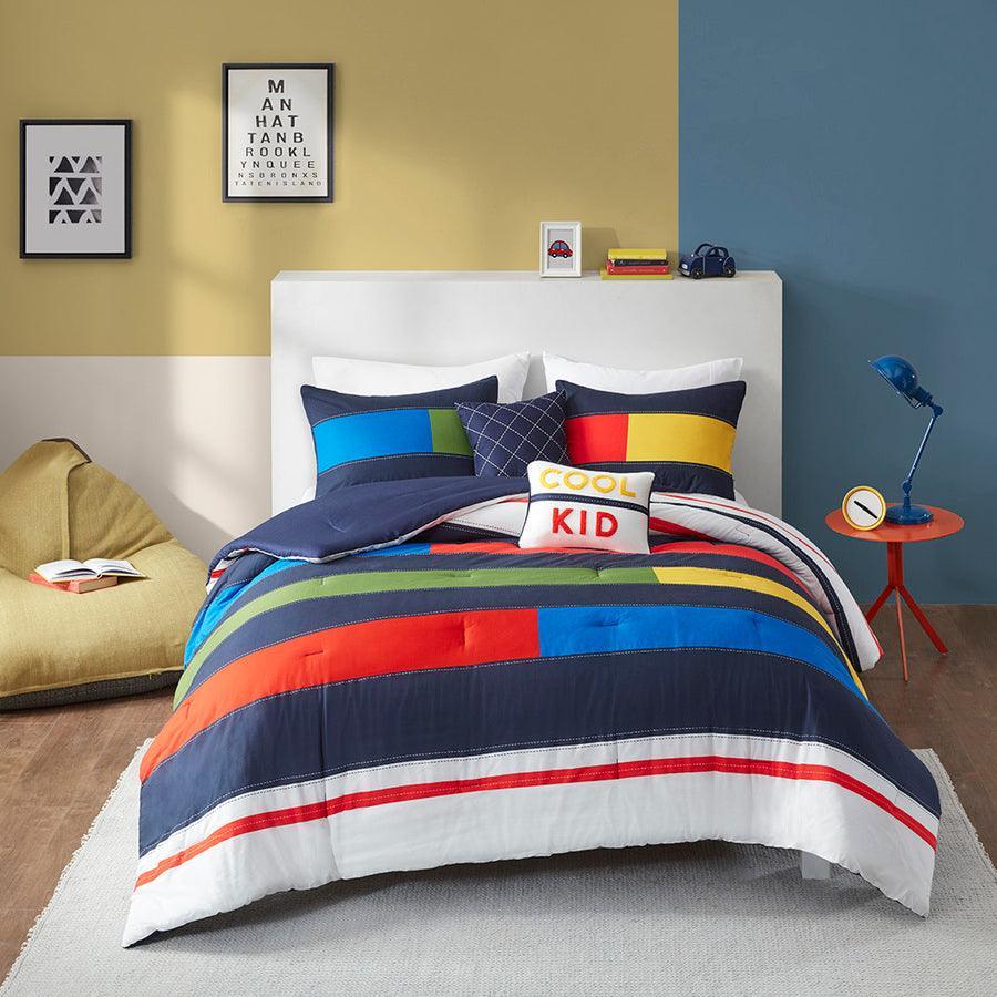 Olliix.com Comforters & Blankets - Morris Casual Stripe Printed Comforter Set Multi Twin