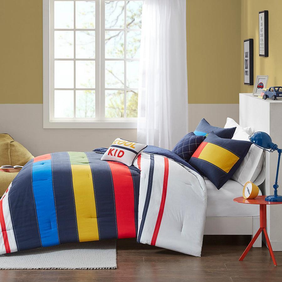 Olliix.com Comforters & Blankets - Morris Casual Stripe Printed Comforter Set Multi Twin