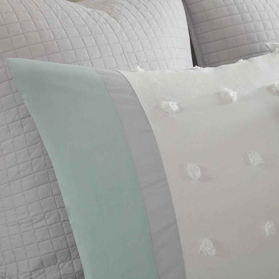 Olliix.com Comforters & Blankets - Myla 7 Piece Cotton Jacquard Comforter Set Ivory Full/Queen