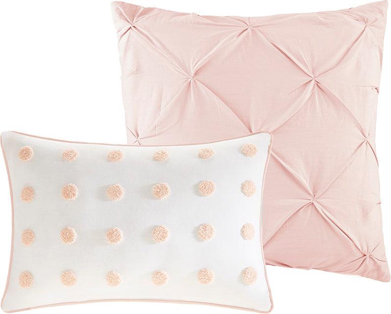 Olliix.com Comforters & Blankets - Myla Full/Queen 7 Piece Cotton Jacquard Comforter Set Blush