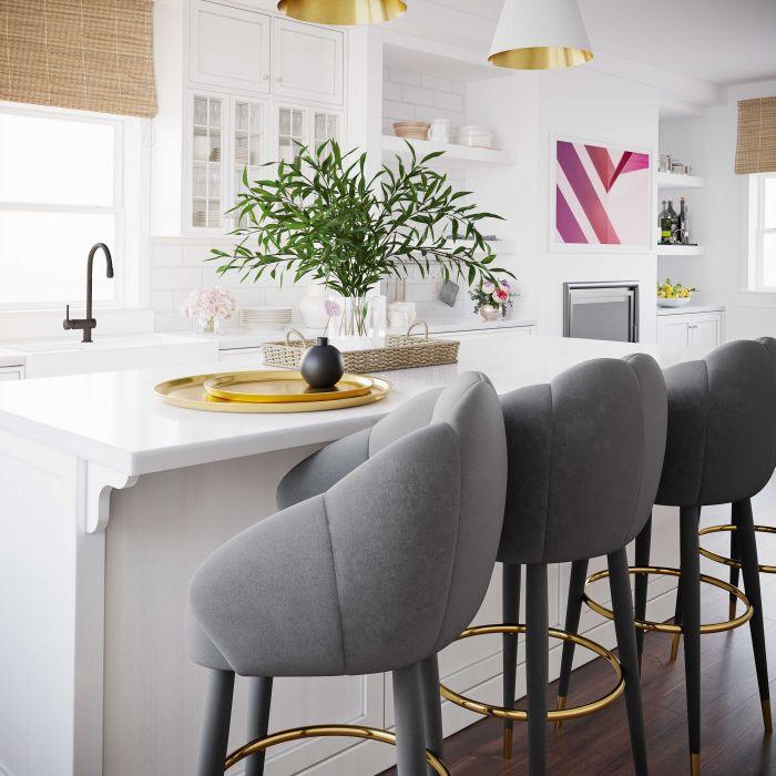 Tov Furniture Barstools - Myla Light Grey Swivel Counter Stool