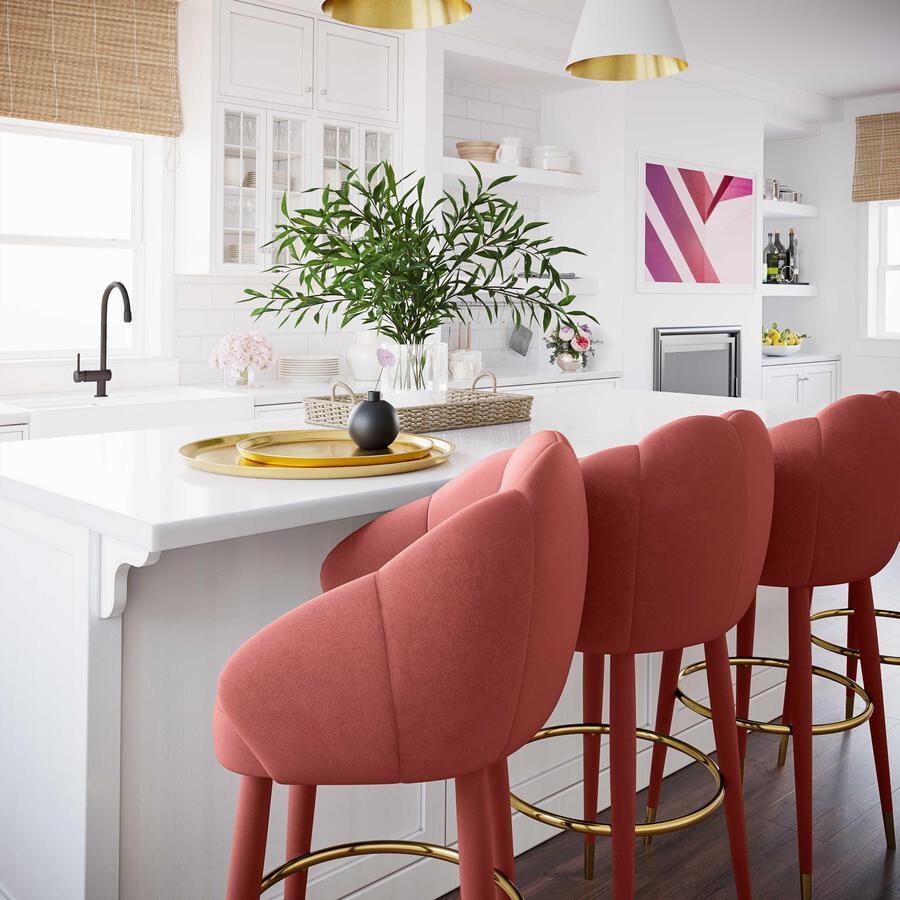 Tov Furniture Barstools - Myla Salmon Swivel Counter Stool Salmon