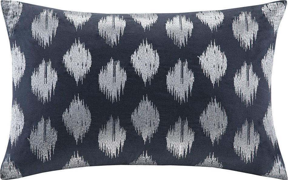 Olliix.com Pillows - Nadia Casual Dot Embroidered Oblong Pillow 12x18" Navy