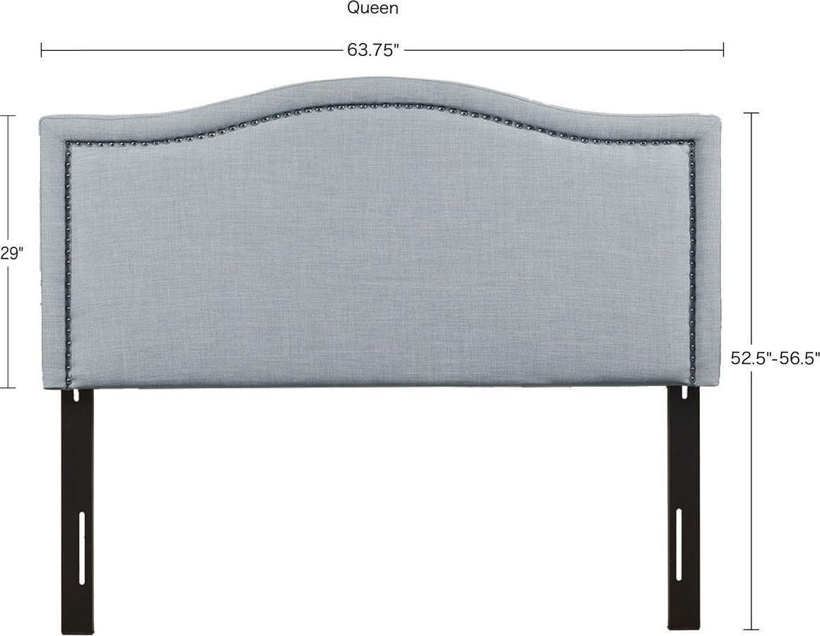 Olliix.com Headboards - Nadine Transitional Upholstery Headboard 63.75"W x 3.5"D x 52.50"H to 56.50"H Dusty Blue
