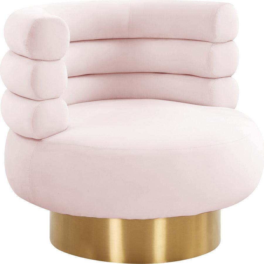 Tov Furniture Accent Chairs - Naomi Blush Velvet Swivel Chair