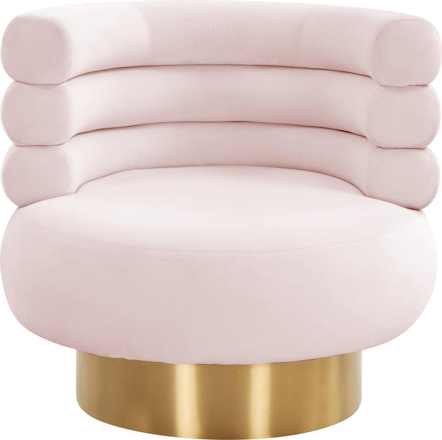 Tov Furniture Accent Chairs - Naomi Blush Velvet Swivel Chair