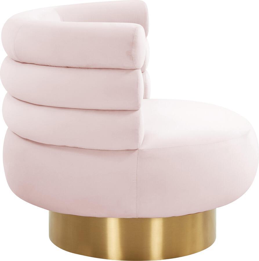 Tov Furniture Accent Chairs - Naomi Blush Velvet Swivel Chair